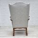1950s, Danish high-backed armchair, reupholstered, wool, oak wood.