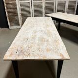 Black farmhouse table and white patinated top