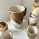 Tasses et pichet en céramique à glaçure goutte à goutte, Allemagne, années 1970