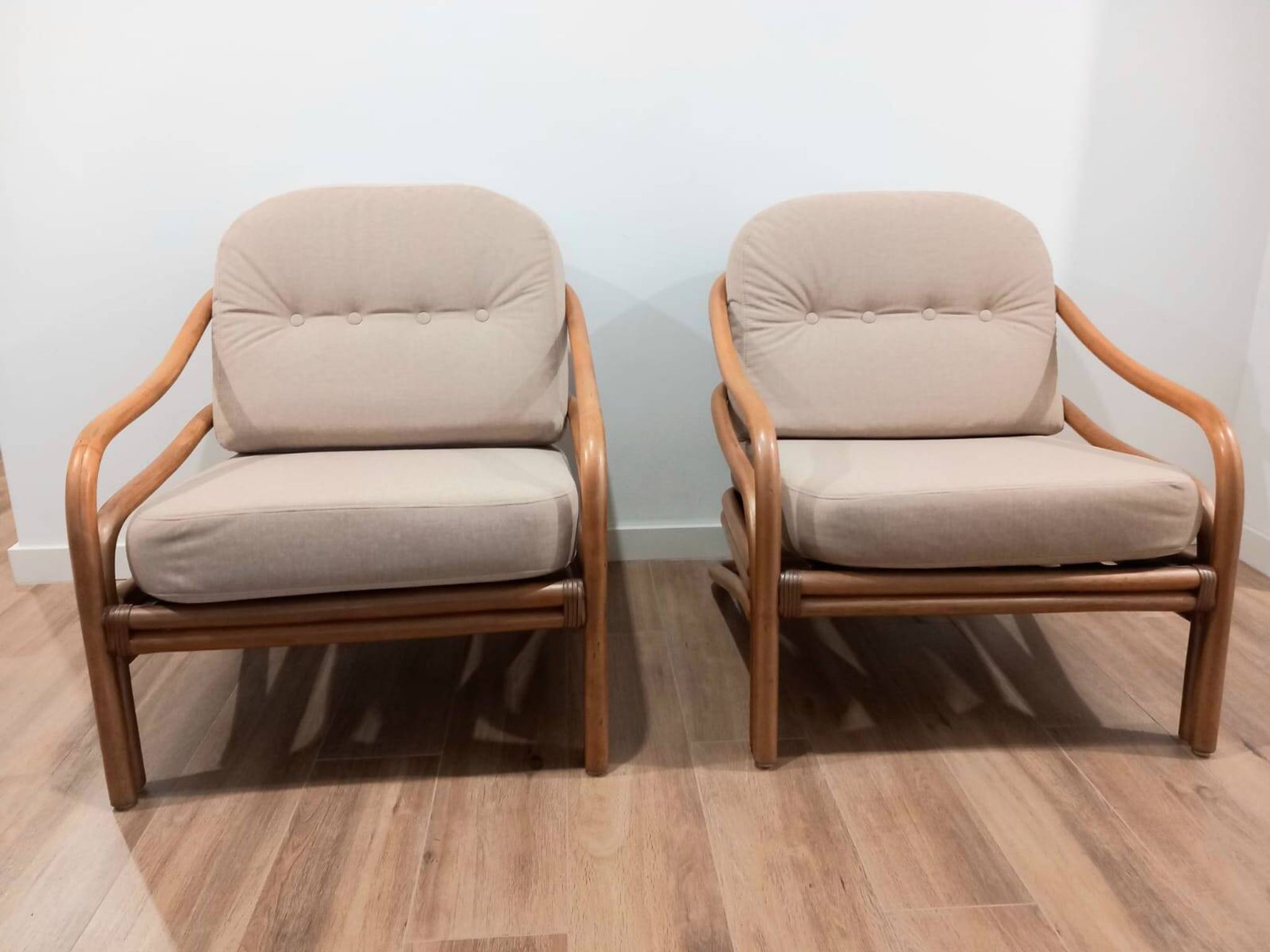 Two rattan armchairs from the 1970s, Scandinavia