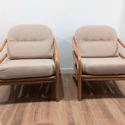 Two rattan armchairs from the 1970s, Scandinavia