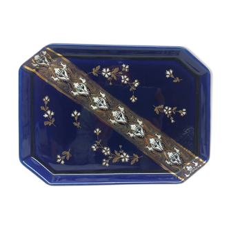 Flat Lunéville Ket G dark blue & gold enamelled
