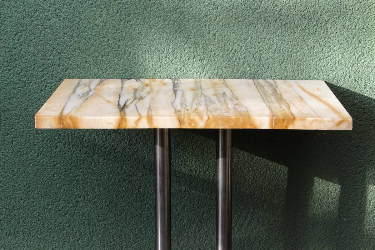 Art Deco console in onyx and steel