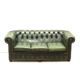 Green vintage leather 3-seater Chesterfield sofa