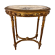 Wooden and marble pedestal table
