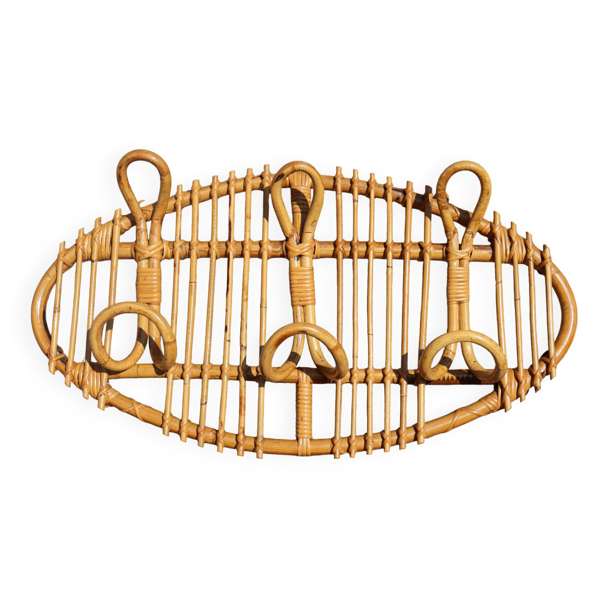 Italian rattan coat rack