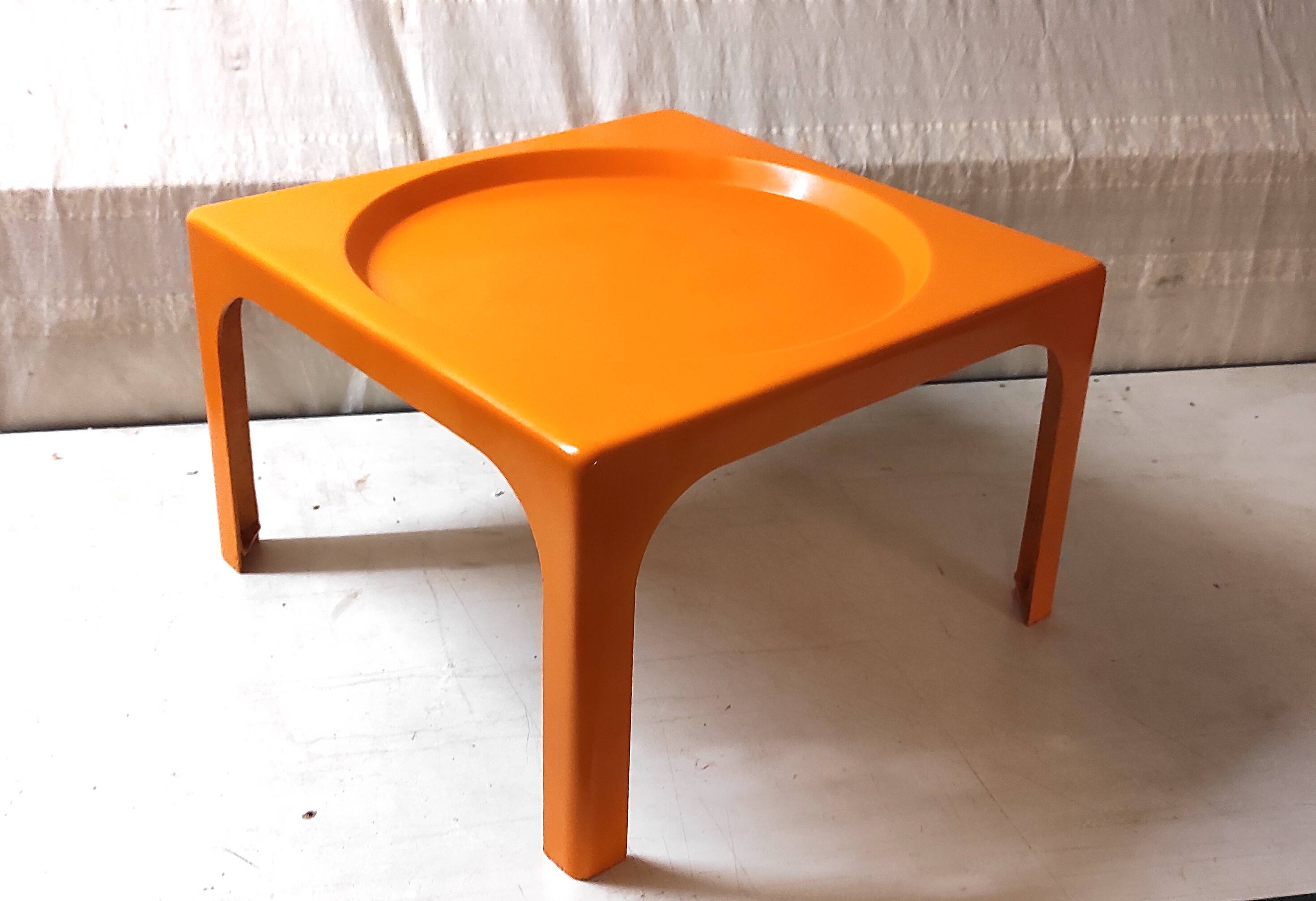 Orange fiberglass coffee table - 70s