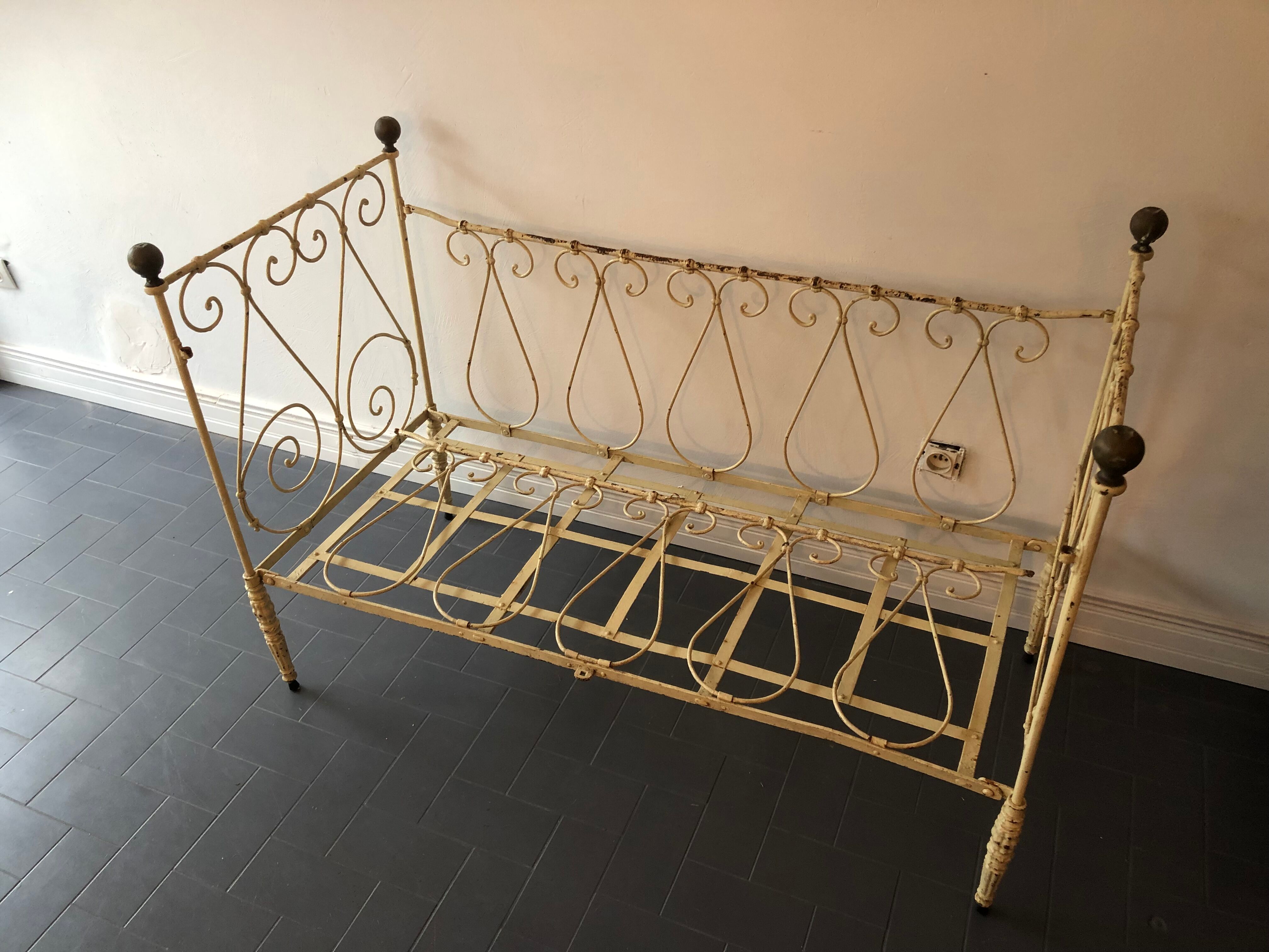 Child cot bench two-seater cast-iron nineteenth
