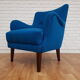 Danish designed armchair, wool, beech, completely renovated