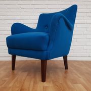 Fauteuil danois, laine, hêtre, entièrement rénové