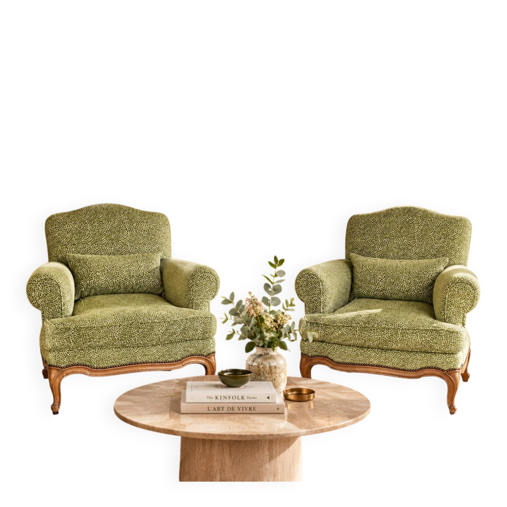 Paire de bergères de style Louis XV relookées