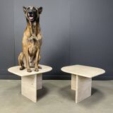 Pair of vintage travertine coffee tables or side tables, 1970s