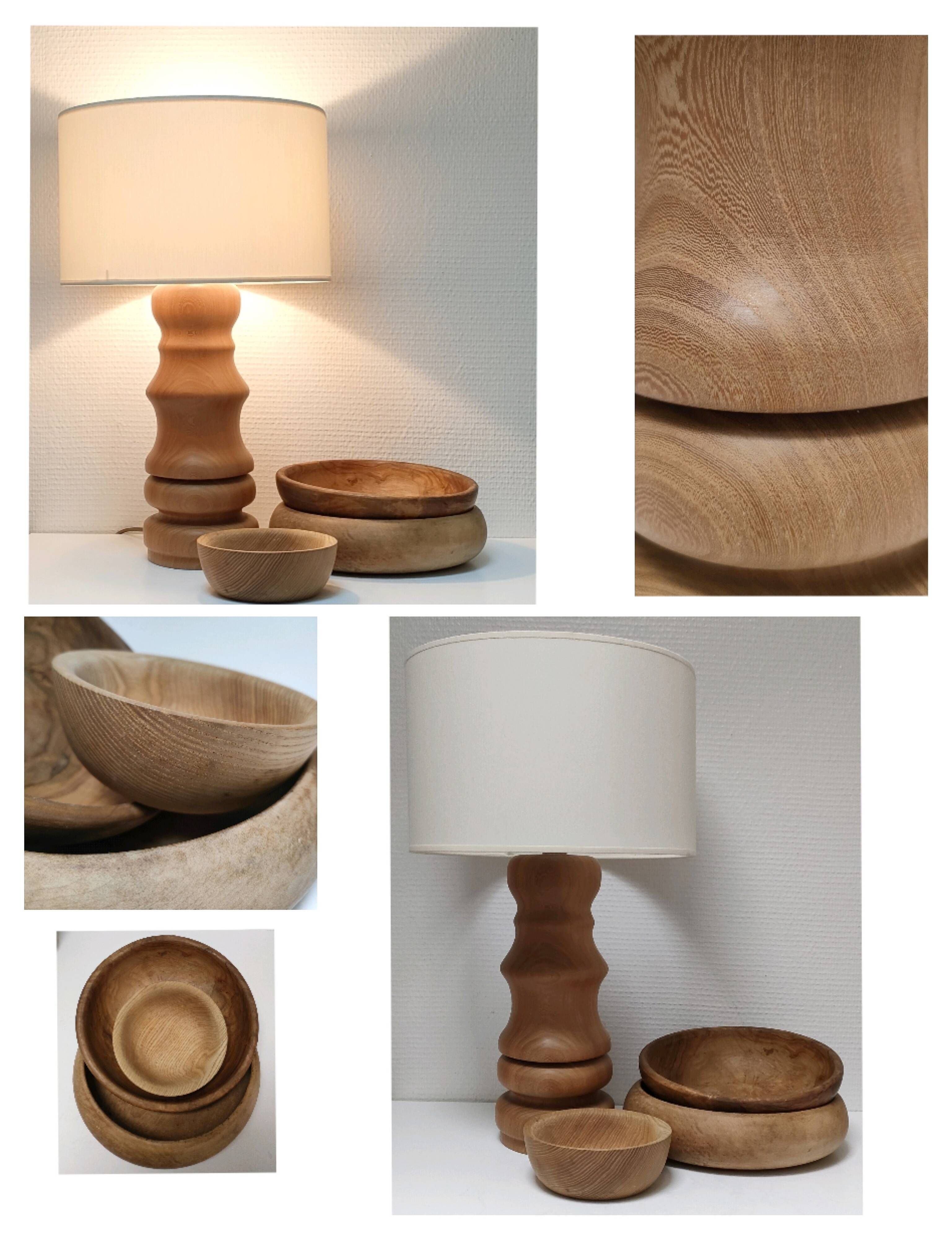 Lamp foot XL solid wood veined turned vintage