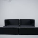 Black leather DS 78 sofa by De Sede