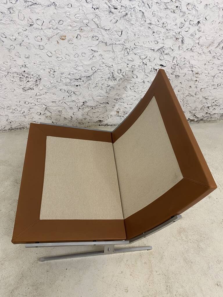 Scandinavian gold leather fireside chair, BO-561 by Preben Fabricius & Jørgen Kastholm
