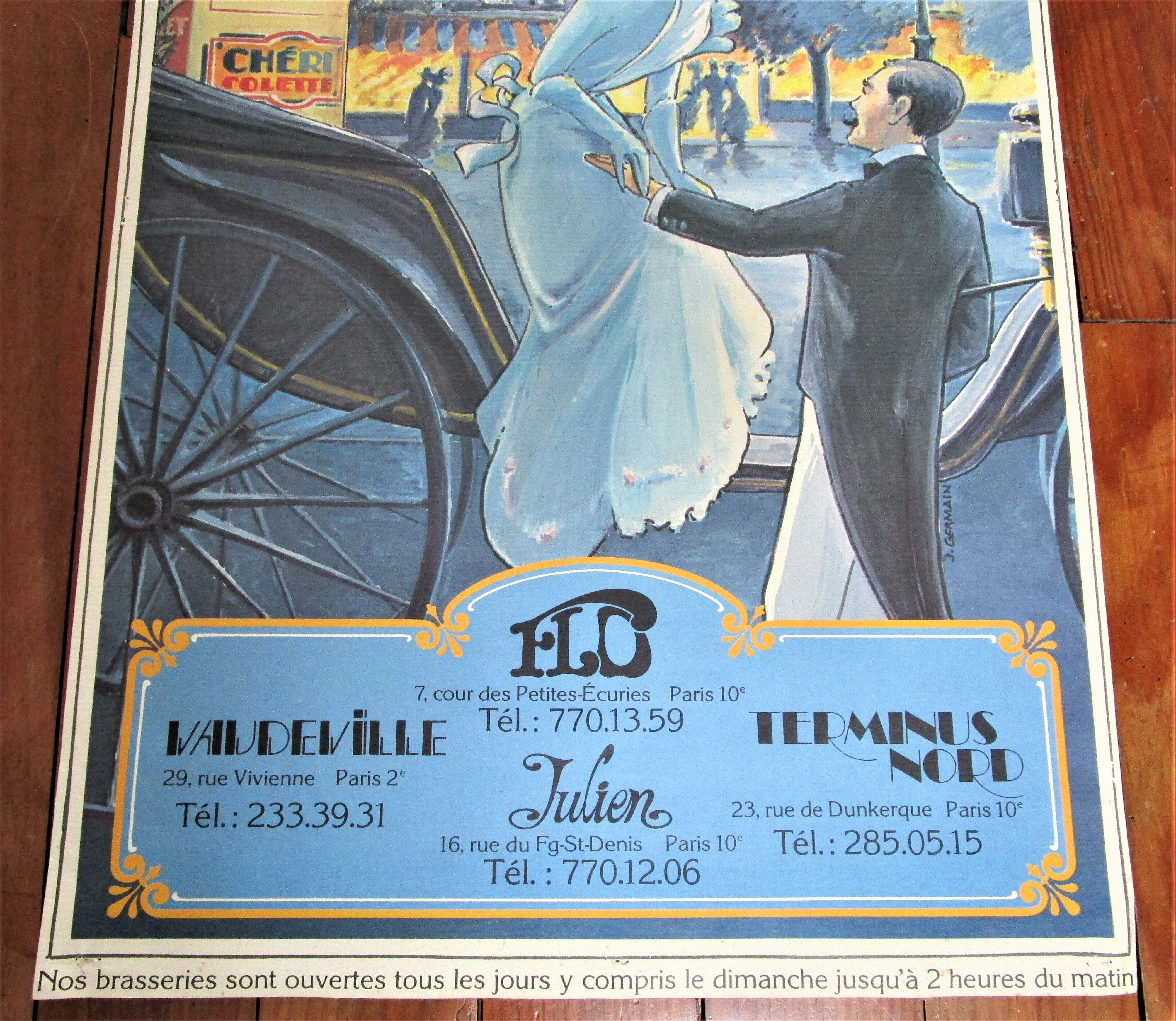 Original poster brasseries flo julien terminus north vaudeville vintage 80s
