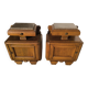 Set of 2 marble and wood bedside tables