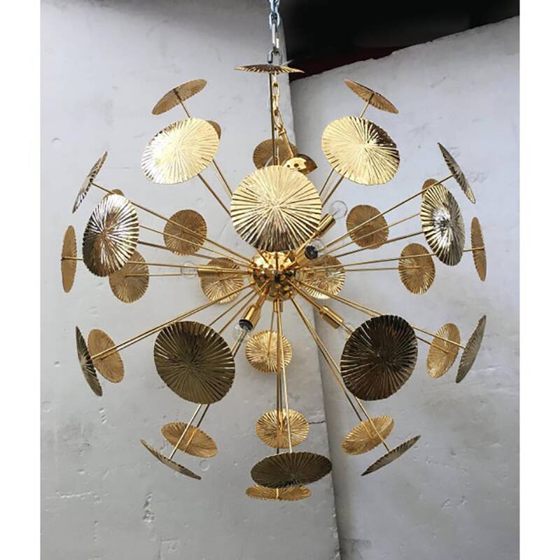 Water-Lily Brass Sputnik Sphere Candlestick