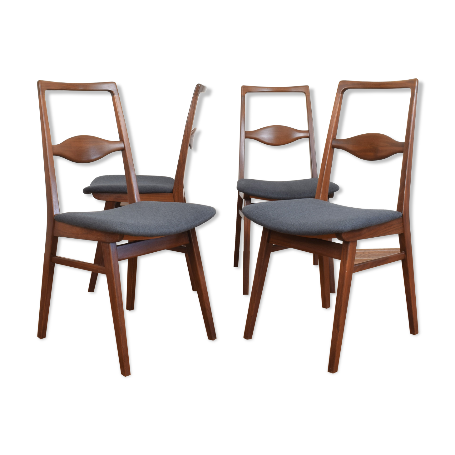 Mid-Century Teak Dining Chairs by Karl Nothhelfer, 1950s, Set of 4
