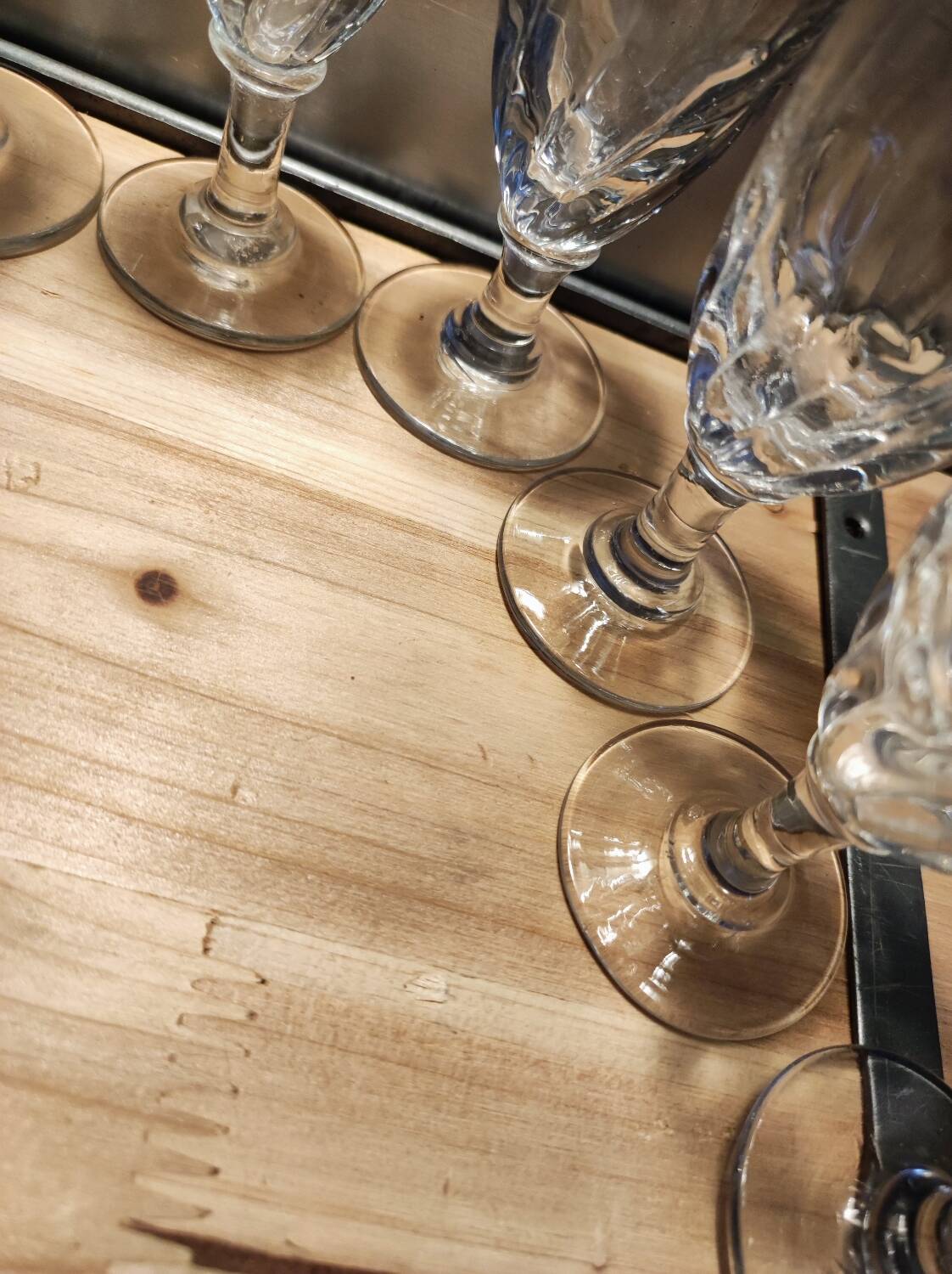 12 small twisted bistro glasses, 19th century