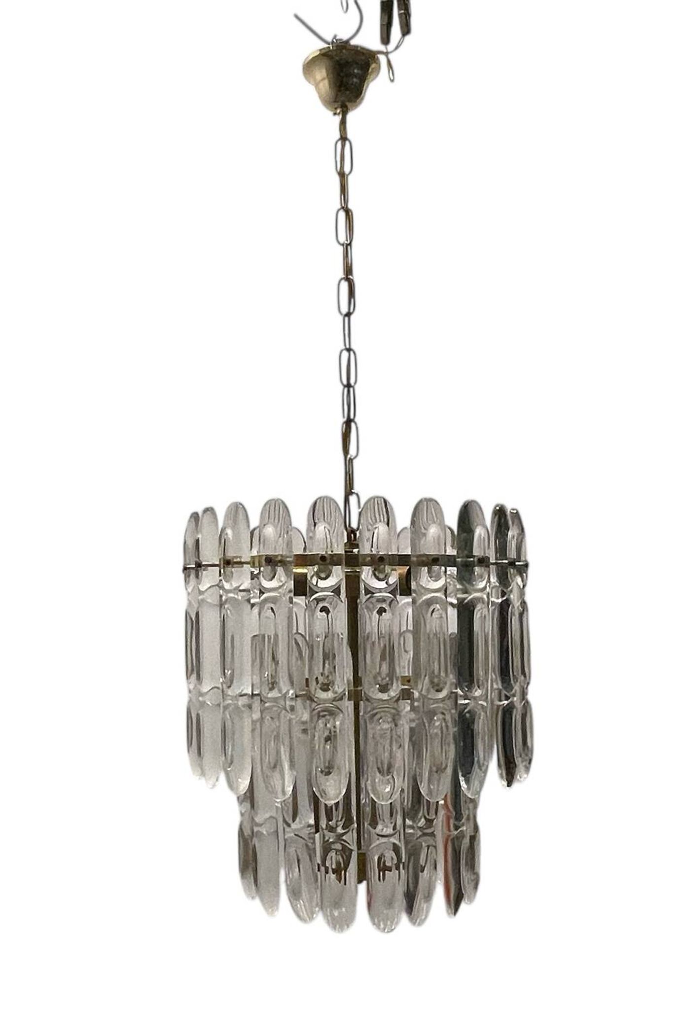 Lustre en cristal et laiton des années 1970