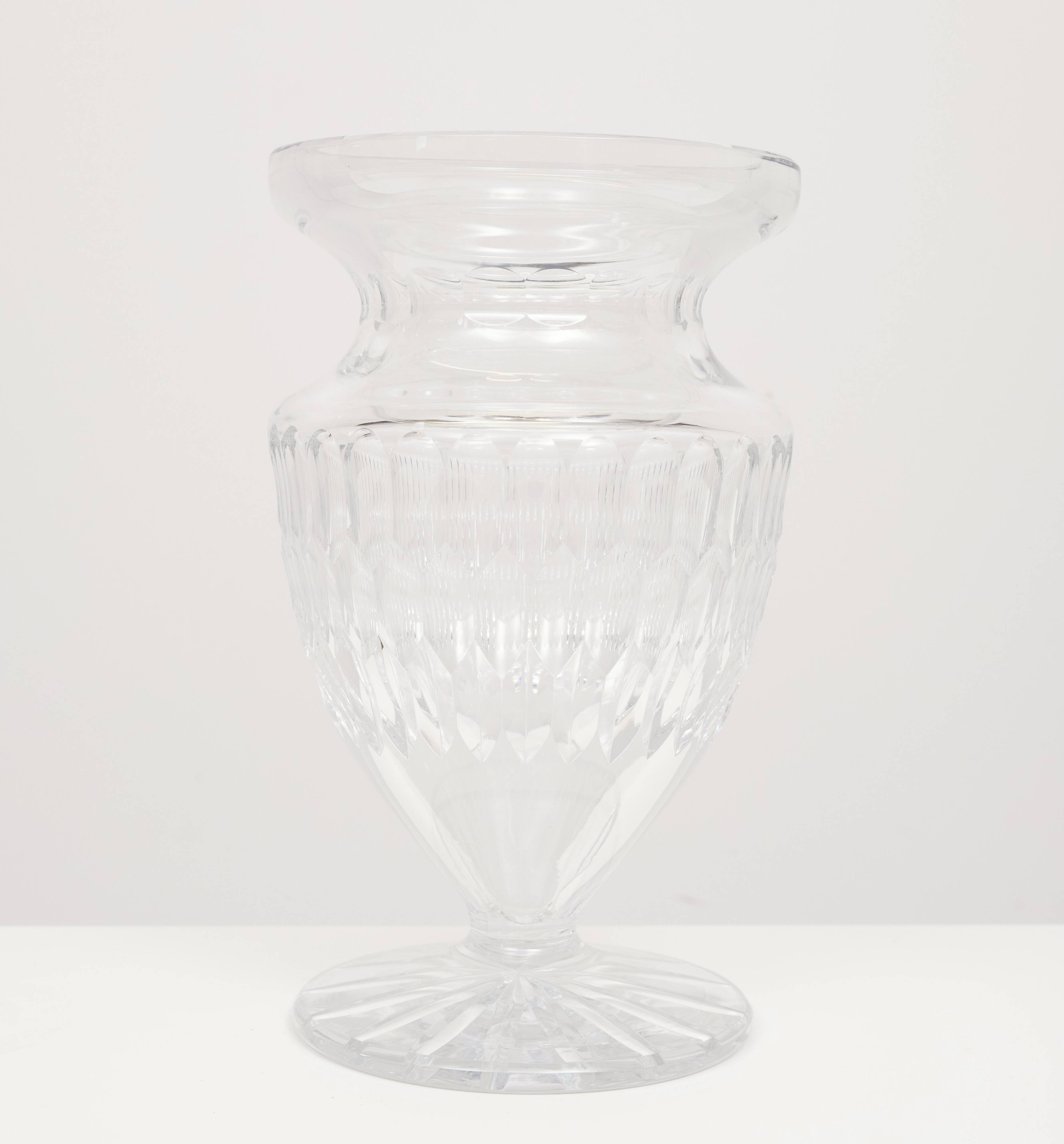 Large Cut Crystal Glass Vase 1960s Belgium