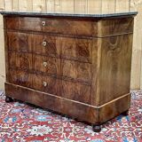 19th century Restoration chest of drawers in mahogany and marble top