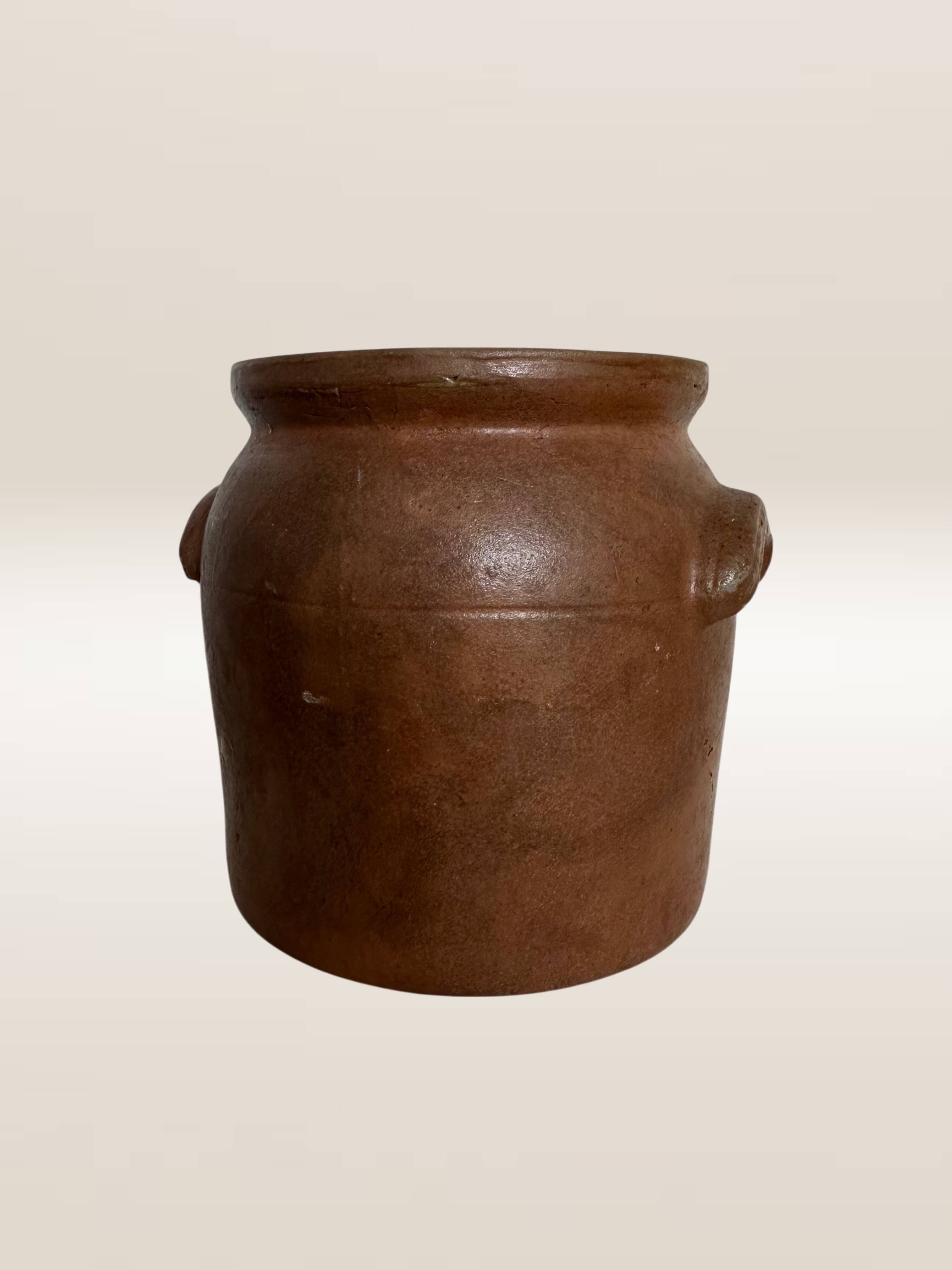 Pot à graisse en grès brun brut