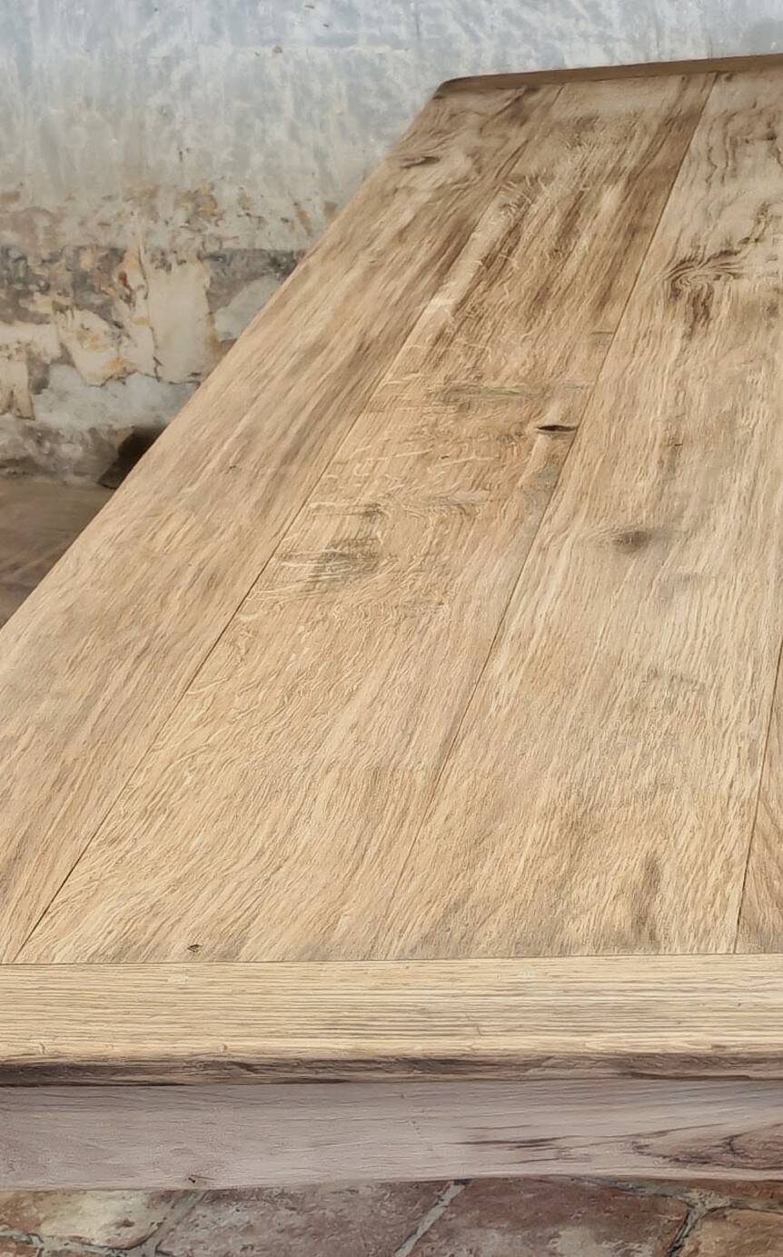 Solid oak farmhouse table "brut" 247x89, top "chocolate oak"