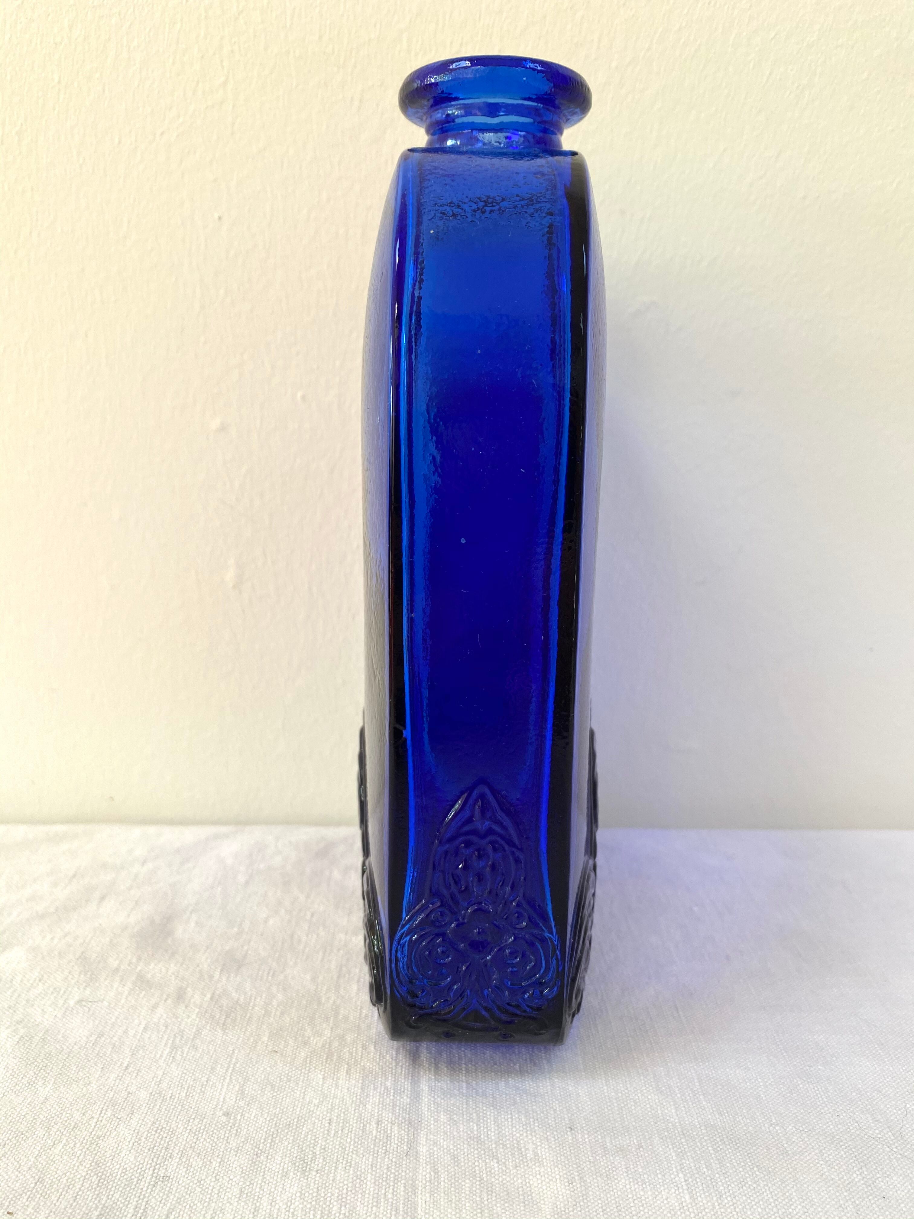Large model cobalt blue glass bottle
