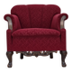 1950s, Danish armchair, red and light grey furniture wool, carved oak wood.