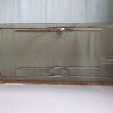 Vintage coffee table 70s rectangular top smoked glass chrome foot