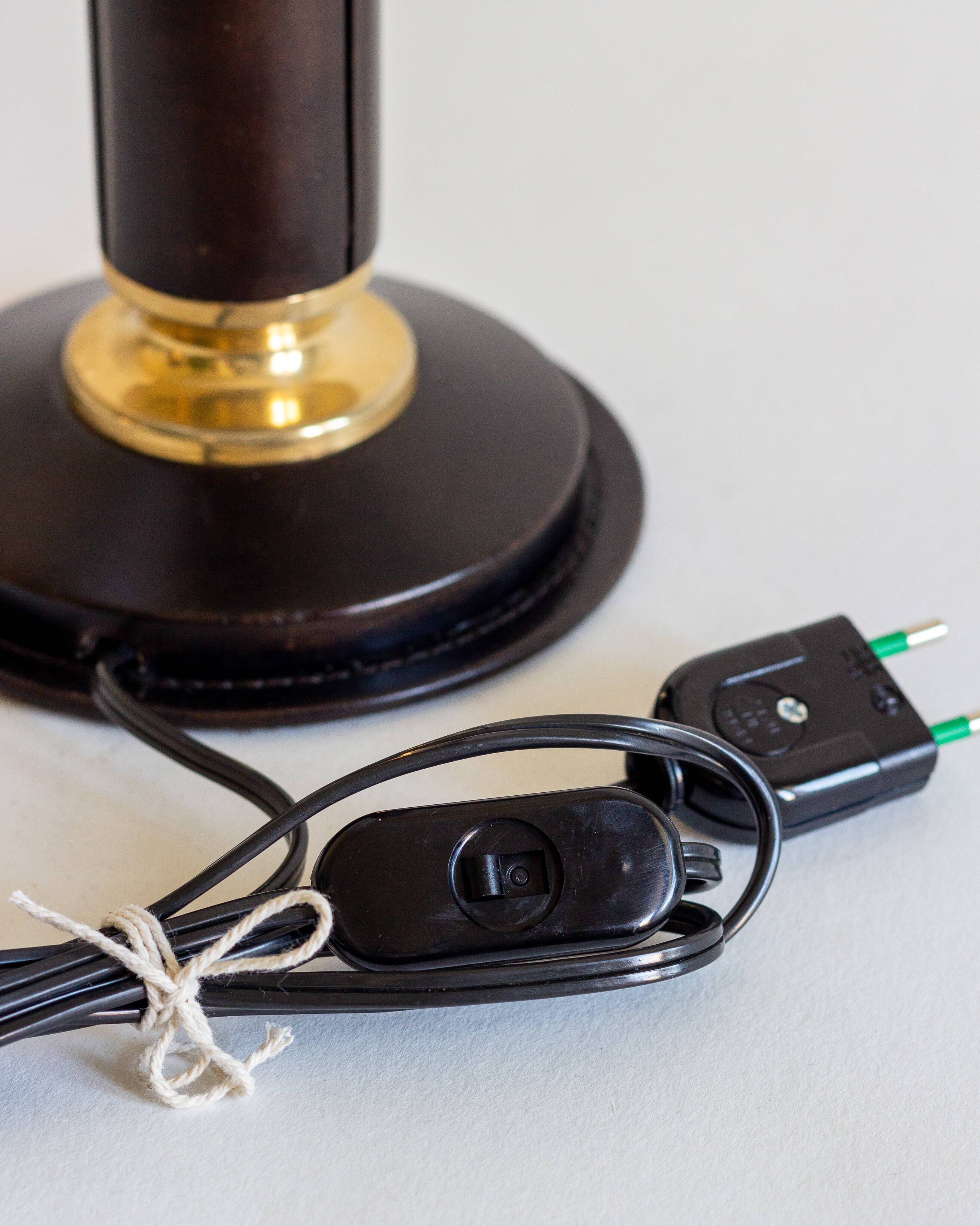 Leather lamp base, Le Tanneur (attr.), France, 1950s/1960s