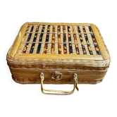 Wicker and wood suitcase