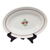 Oval shallow dish Moulin des Loups Orchies model Two Roses