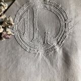 Old sheet in pure washed linen tinted in dove gray