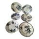 Set of 6 ironstone plates in shades of blue, late 19th to early 20th century.