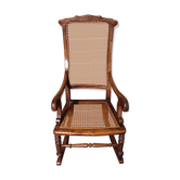 Rocking-chair en bois de cannage