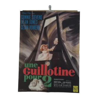 Affiche  de cinéma  pliée originale 1965, une guillotine  pour deux