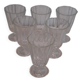 Set of 6 antique faceted stemmed wine glasses in very good condition.