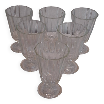 Set of 6 antique faceted stemmed wine glasses in very good condition.
