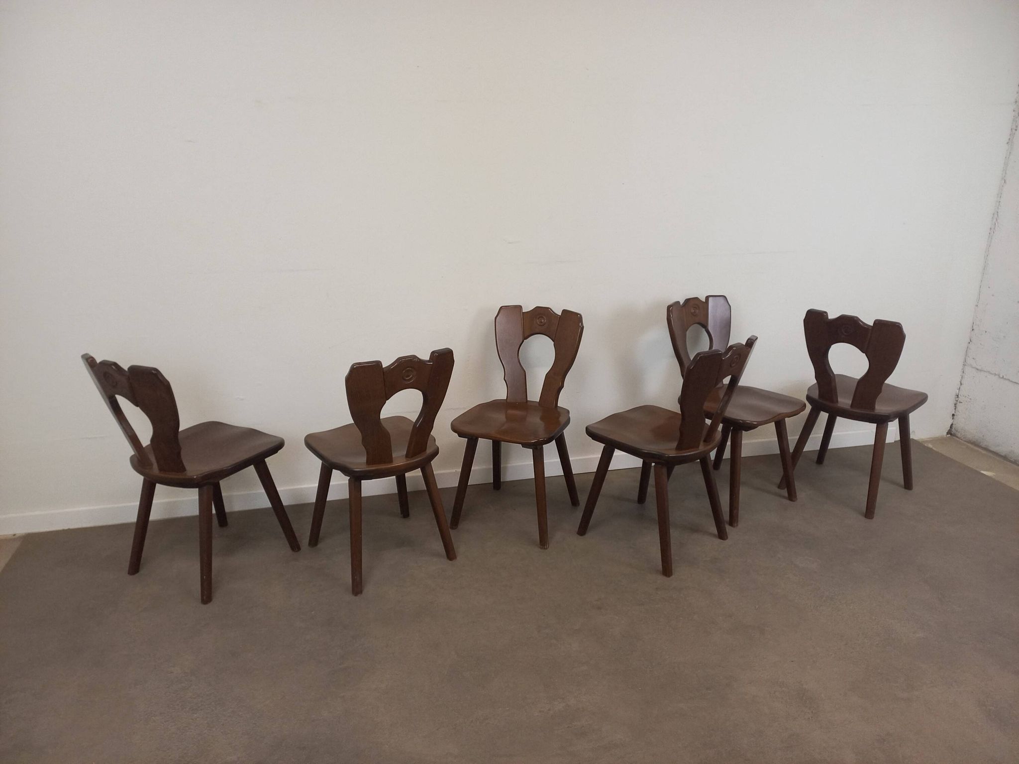 Set of 6 brutalist bistro chairs