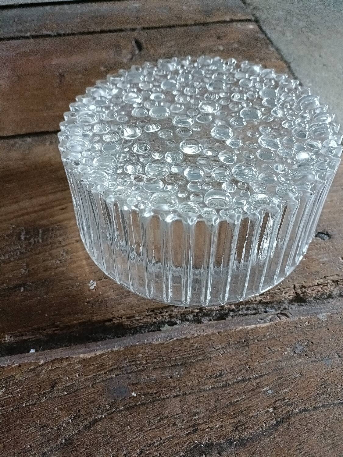 Ceiling light, wall sconce in pressed glass, 1970