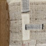 Old canvas cushion woven kilim style, patched