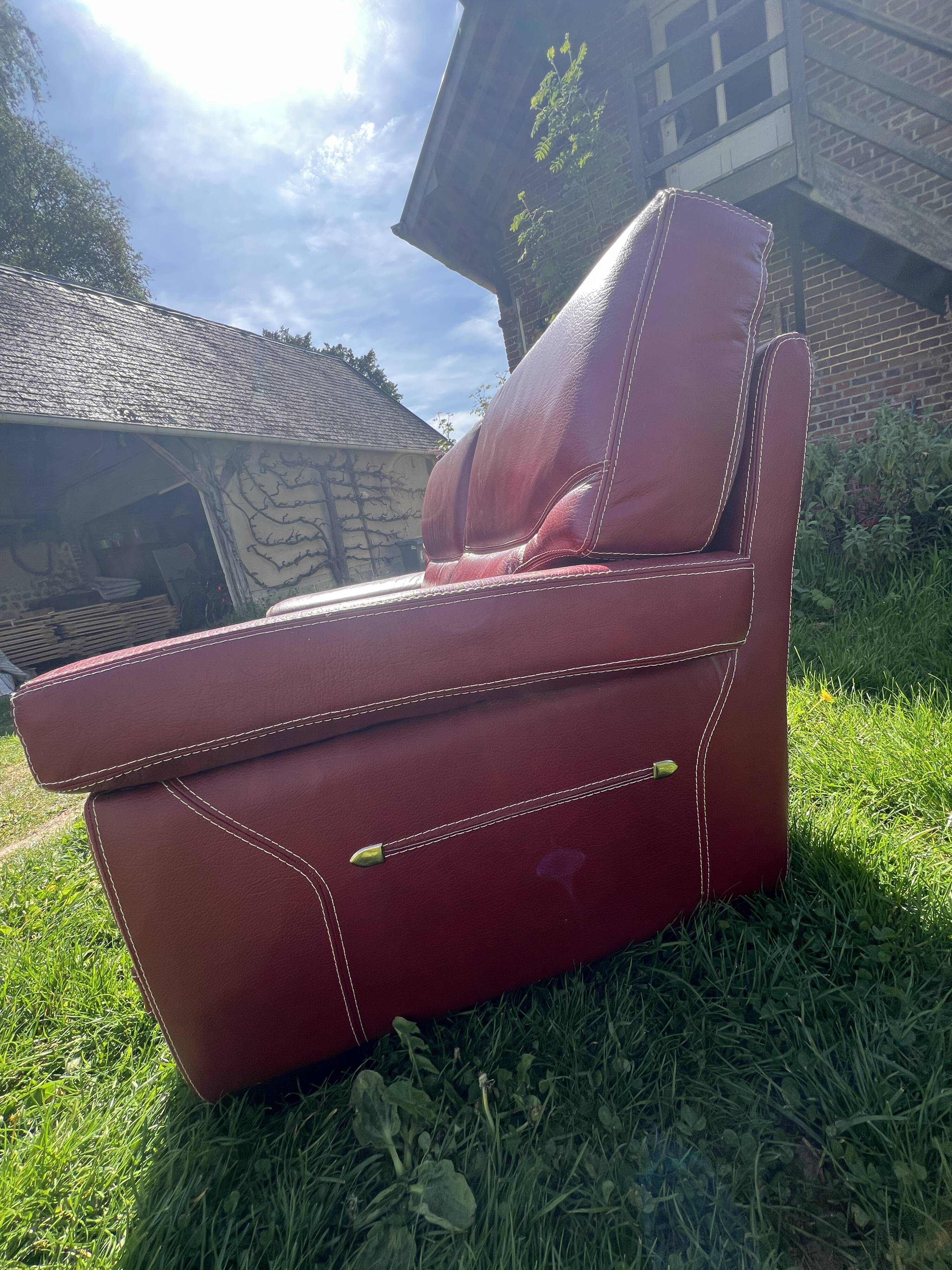 Red leather sofa