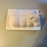 Vintage cow ceramic butter dish