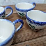 Set of 6 small cups in the style of Quimper, Bayeux, Rouen