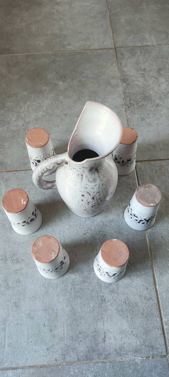 Pierlot 60s enamelled stoneware orangeade service