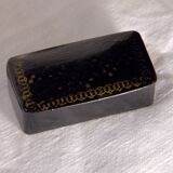 Antique snuff box, black and gold, Napoleon III style, 6cm