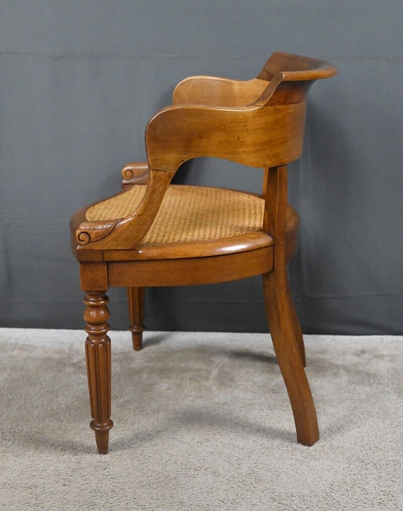 Walnut office chair, Louis-Philippe period – early 19th century